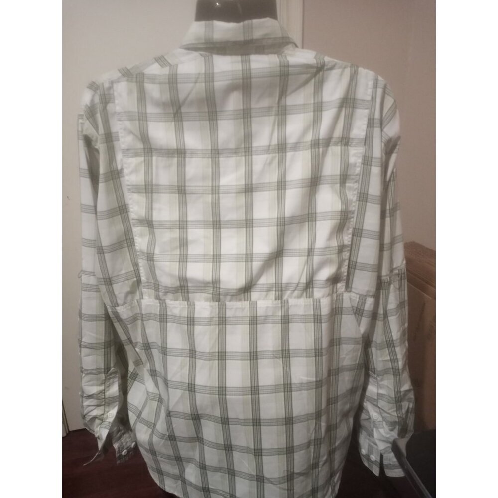 Columbia PFG Omni Shade Long Sleeve Shirt Mens 2XL Green White Plaid Casual - Picture 7 of 12